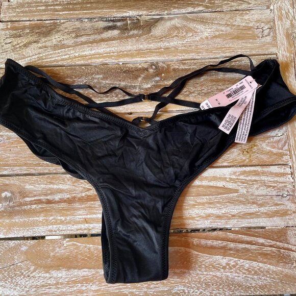 Victoria Secret Lot of 3 Thong Panties Pink Black M/M Lacy Bow Polkadots - Picture 10 of 11